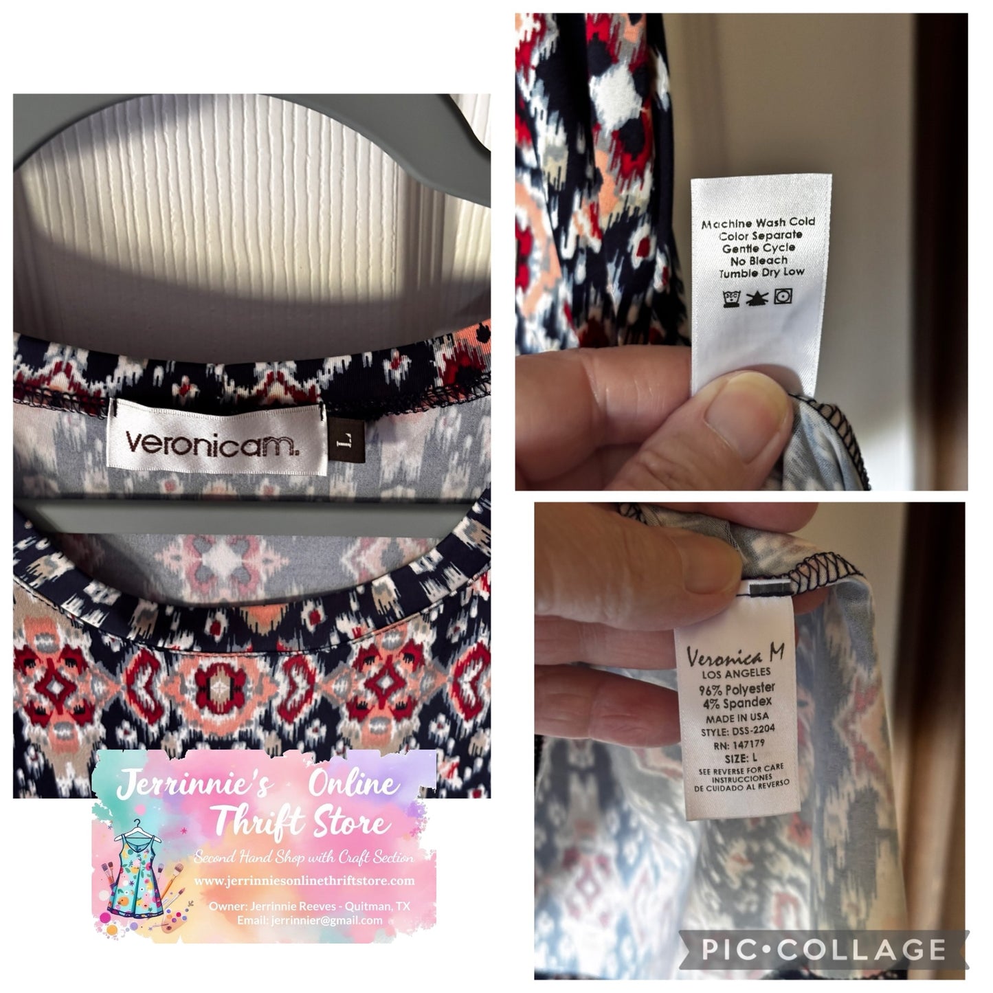 Veronica M Ikat Print V-Neck Swing Dress – Size L