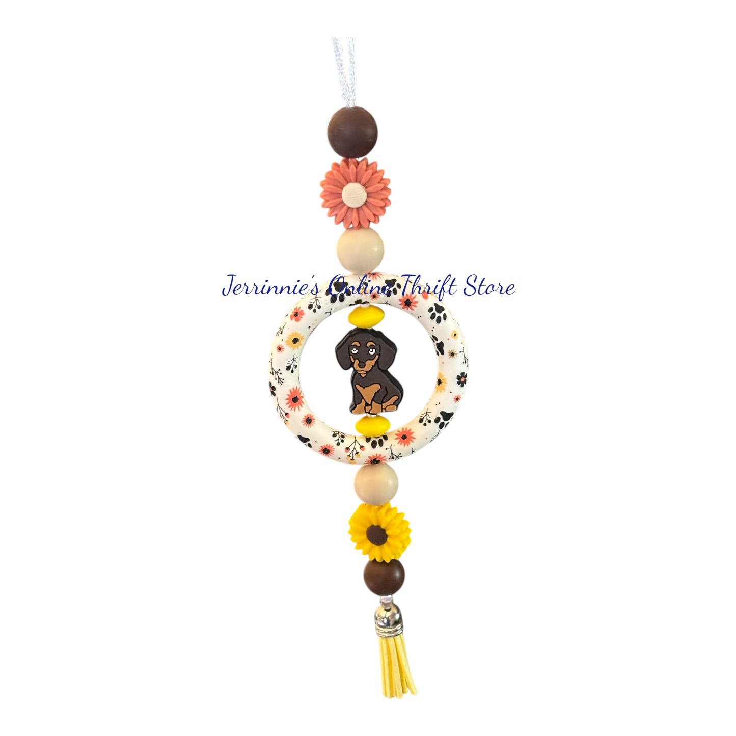 Dotson Dog Beaded Car Charm - Handmade Rearview Accessory