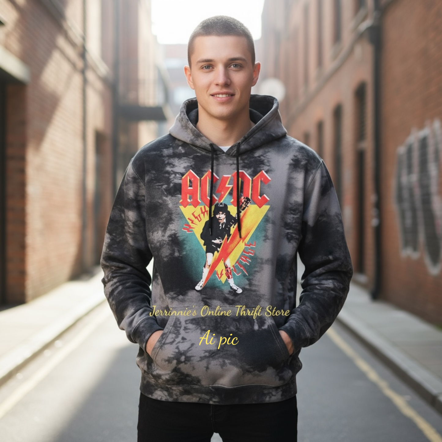 AC/DC Sweatshirt W/Hoodie Angus Young