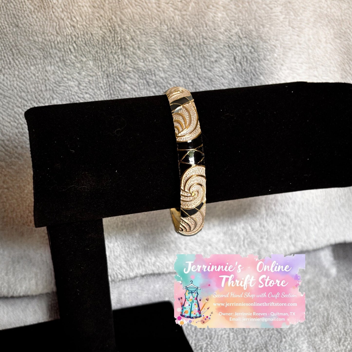 Gold-Tone Swirl Engraved Bangle Bracelet