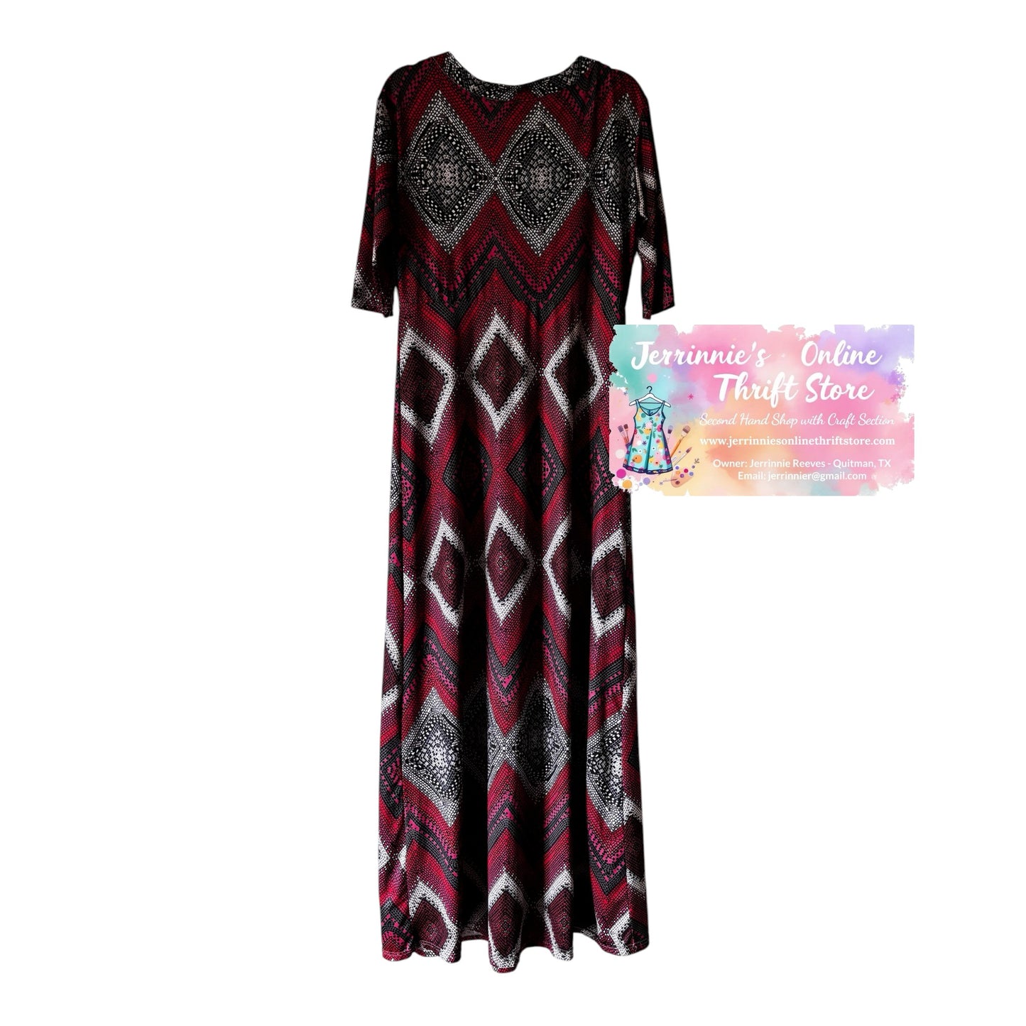 JNZZI Geometric Print Maxi Dress XL