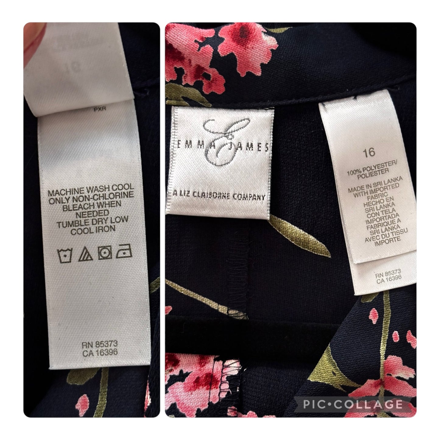 Emma James by Liz Claiborne Black Rose Floral Maxi Dress – Size 16