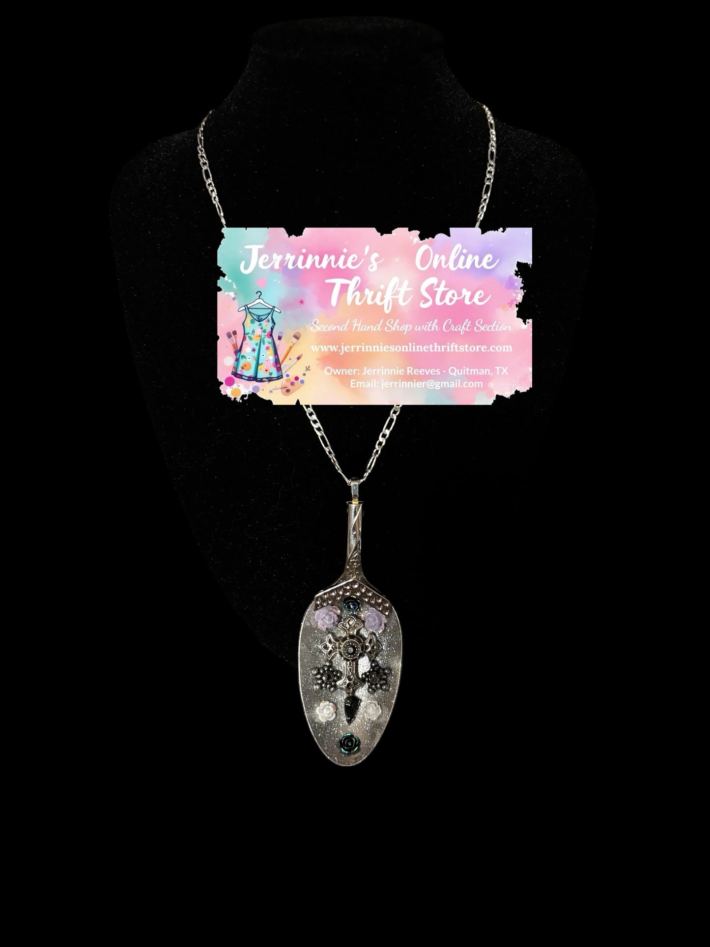 Handmade Gothic Cross Spoon Pendant Necklace