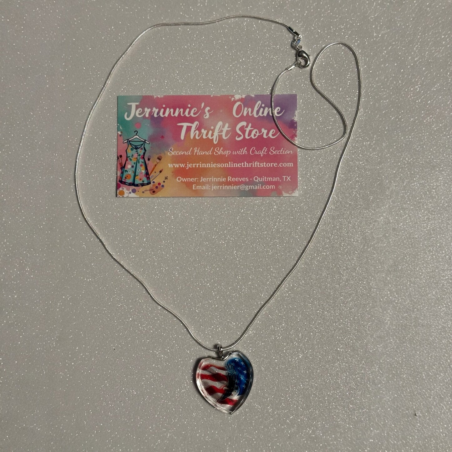 American Pride Crystal Heart Pendant Necklace