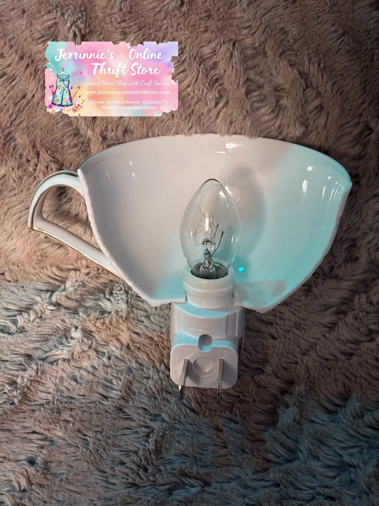 Orange Blossom Floral Tea Cup Night Light