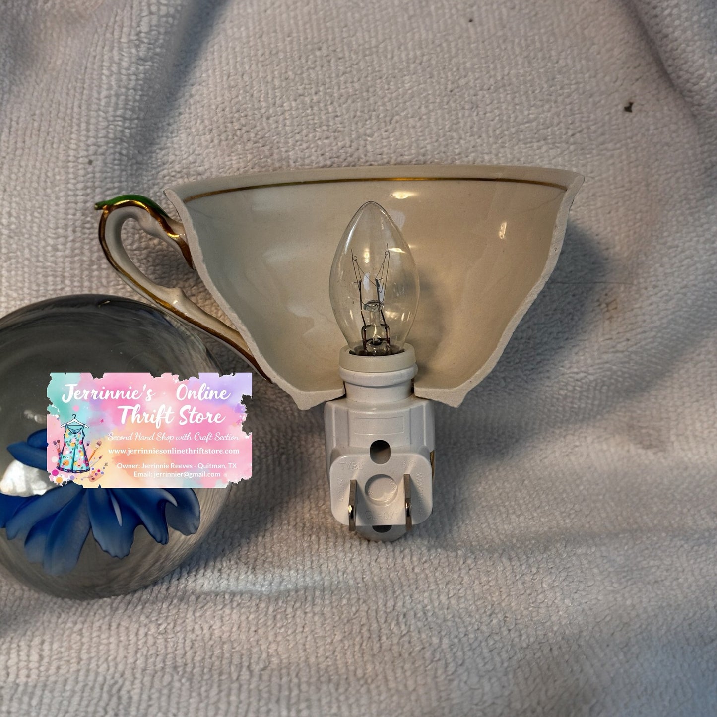 Antique English Bone China Teacup Night Light — Rare Find