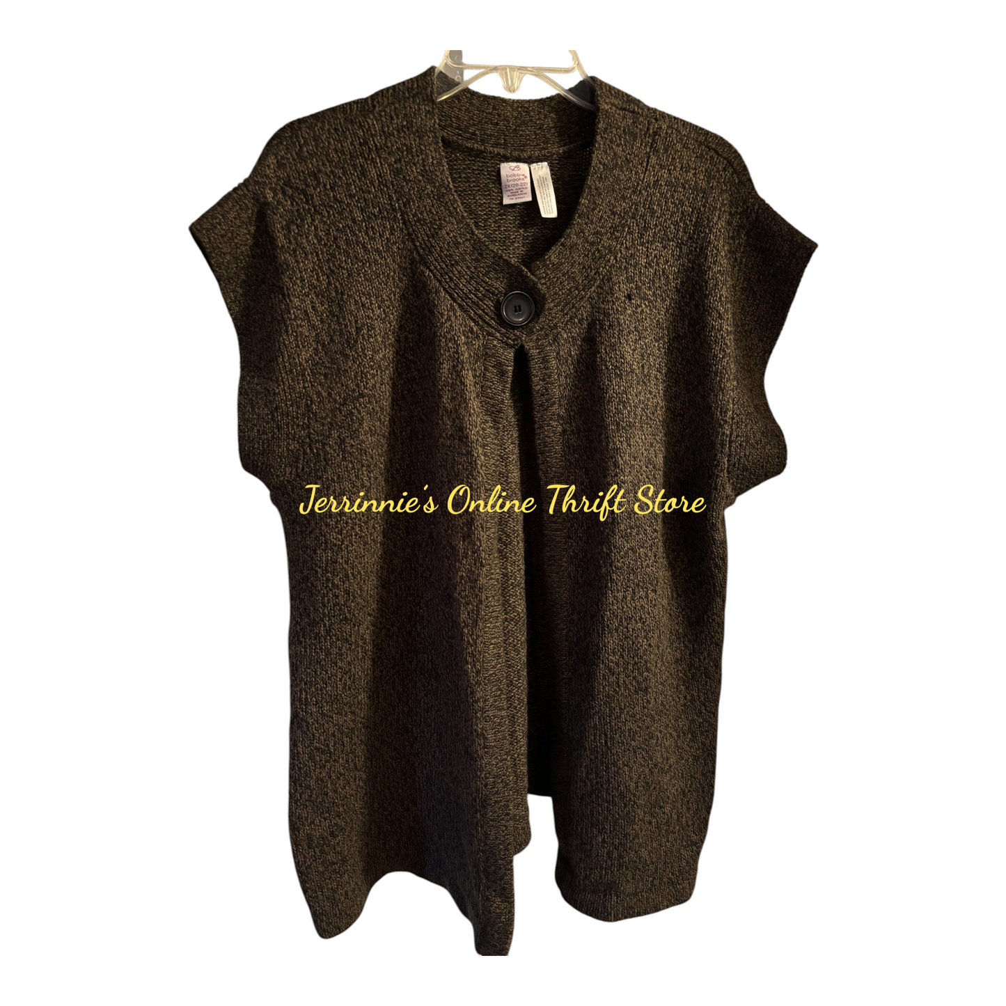 Black Brown 1 Button Cardigan Sweater Bobbie Brooks