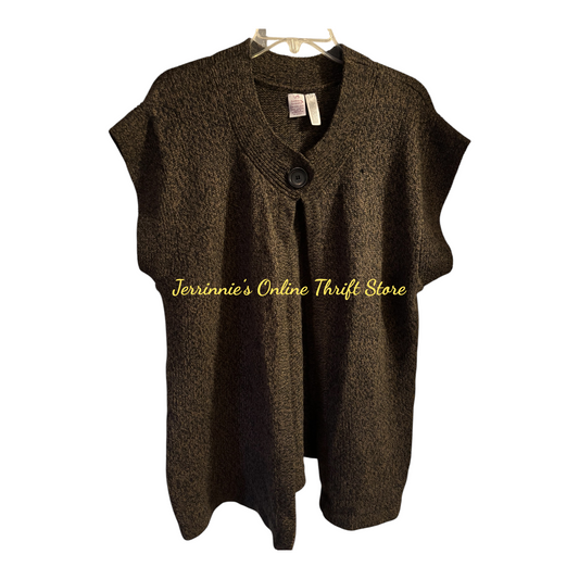 Black Brown 1 Button Cardigan Sweater Bobbie Brooks