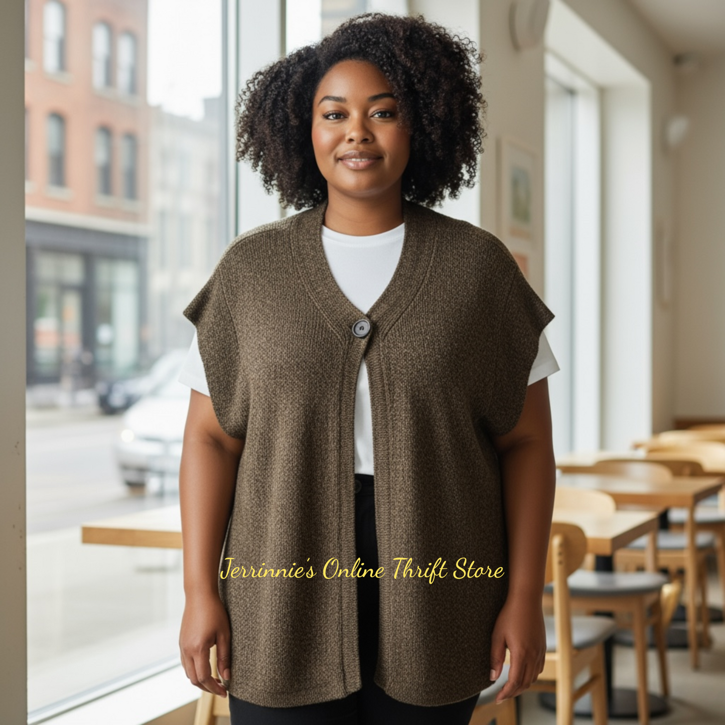 Black Brown 1 Button Cardigan Sweater Bobbie Brooks