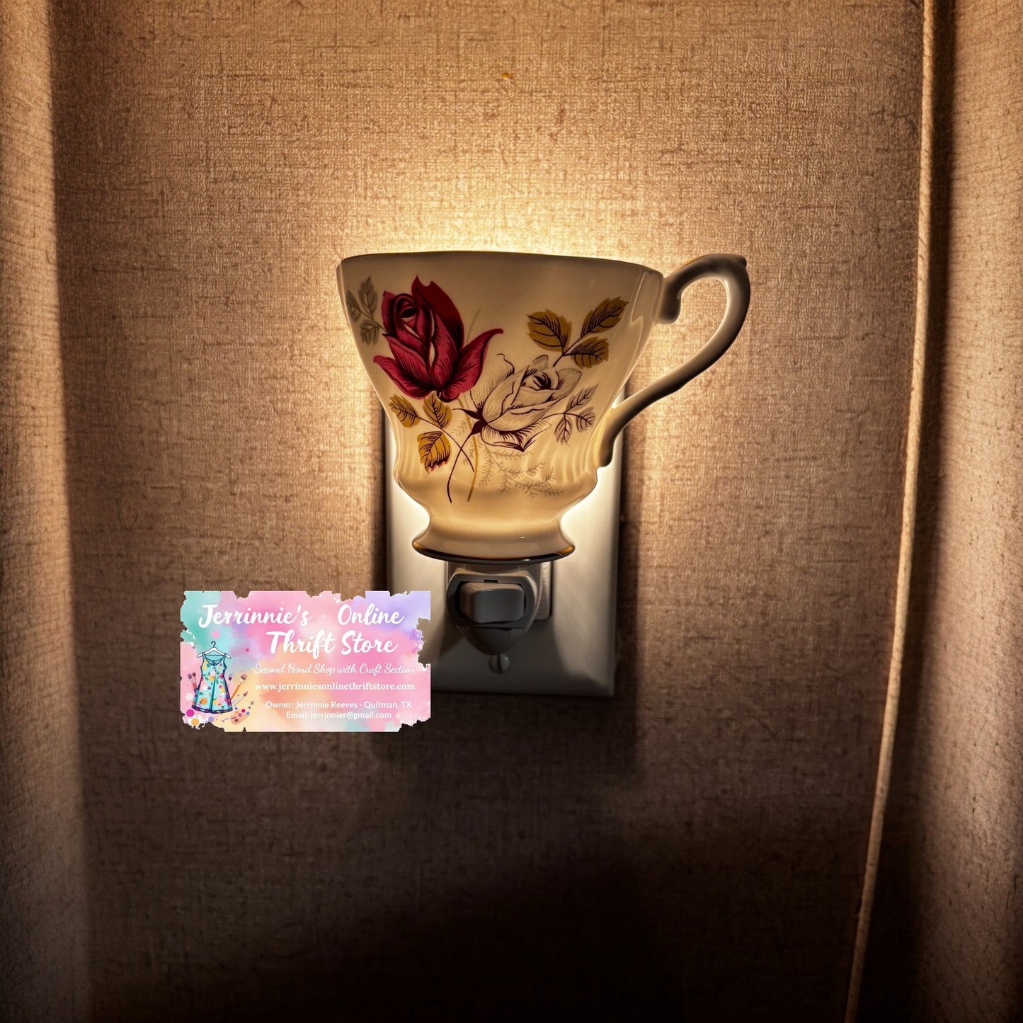 Elizabethan Fine Bone China Red Rose Tea Cup Night Light