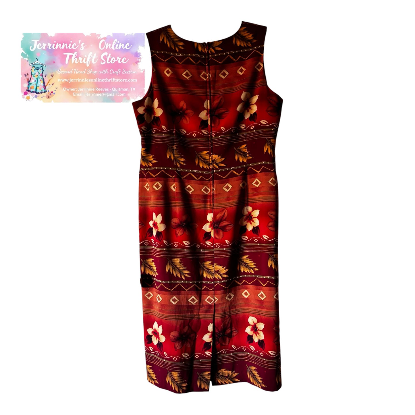 Koret Sleeveless Sheath Dress – Red Tropical Floral Print – Size 18
