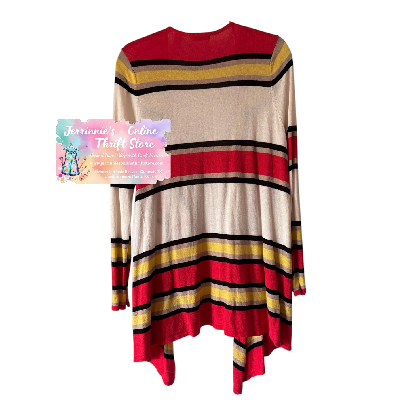 Willi Smith Cardigan Women L Open Front Cotton