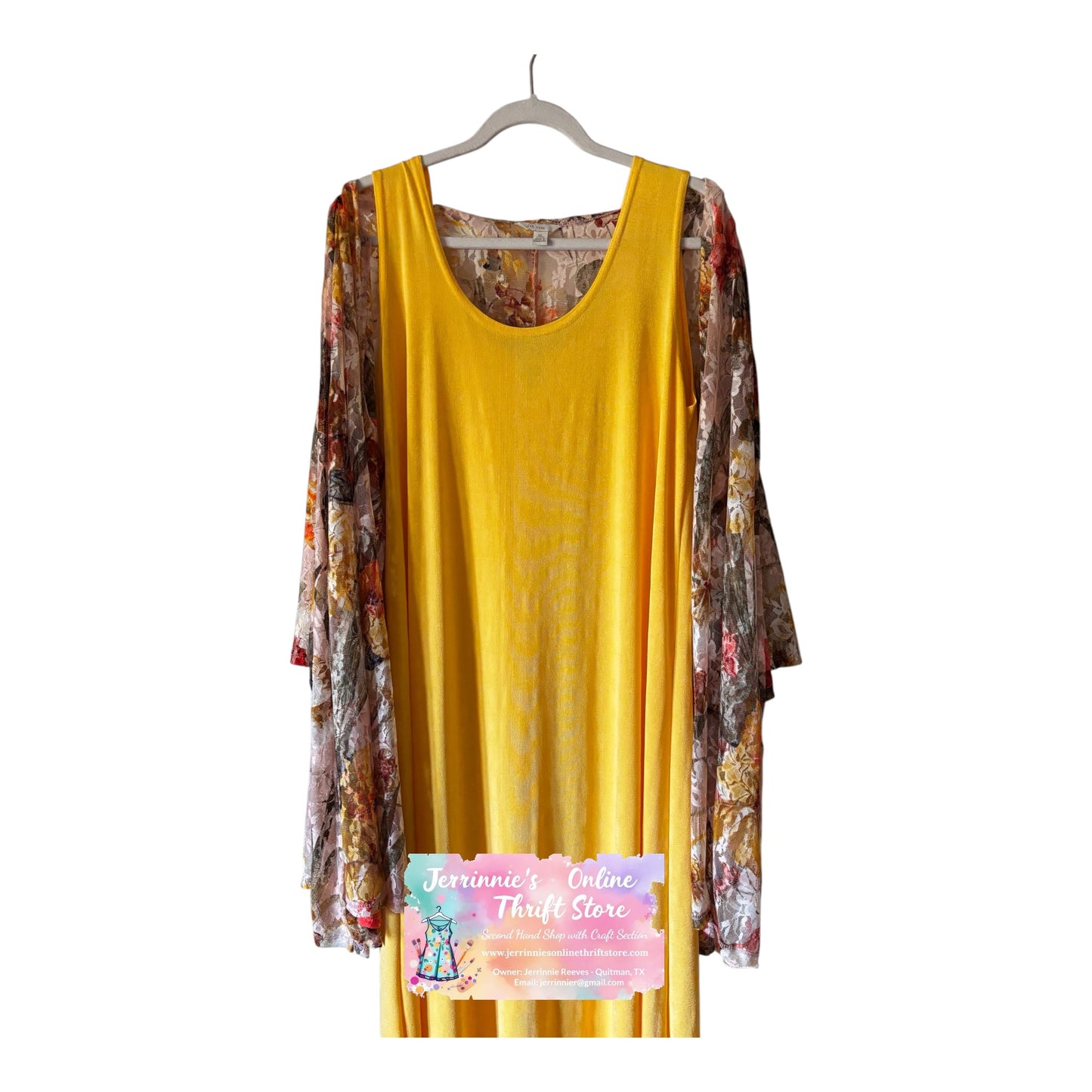 2-Piece Yellow Maxi Dress & Floral Kimono Cardigan Set