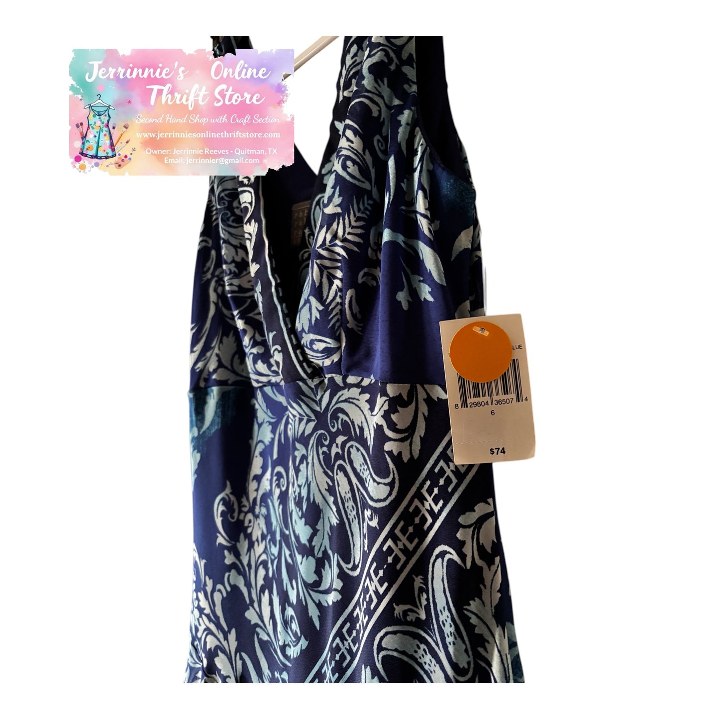 Rabbit Rabbit Rabbit Designs Navy Teal Ombré Baroque Dress – Size 6 – NWT