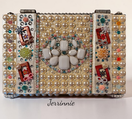 Handmade Pearl & Jewel Embellished Trinket Box