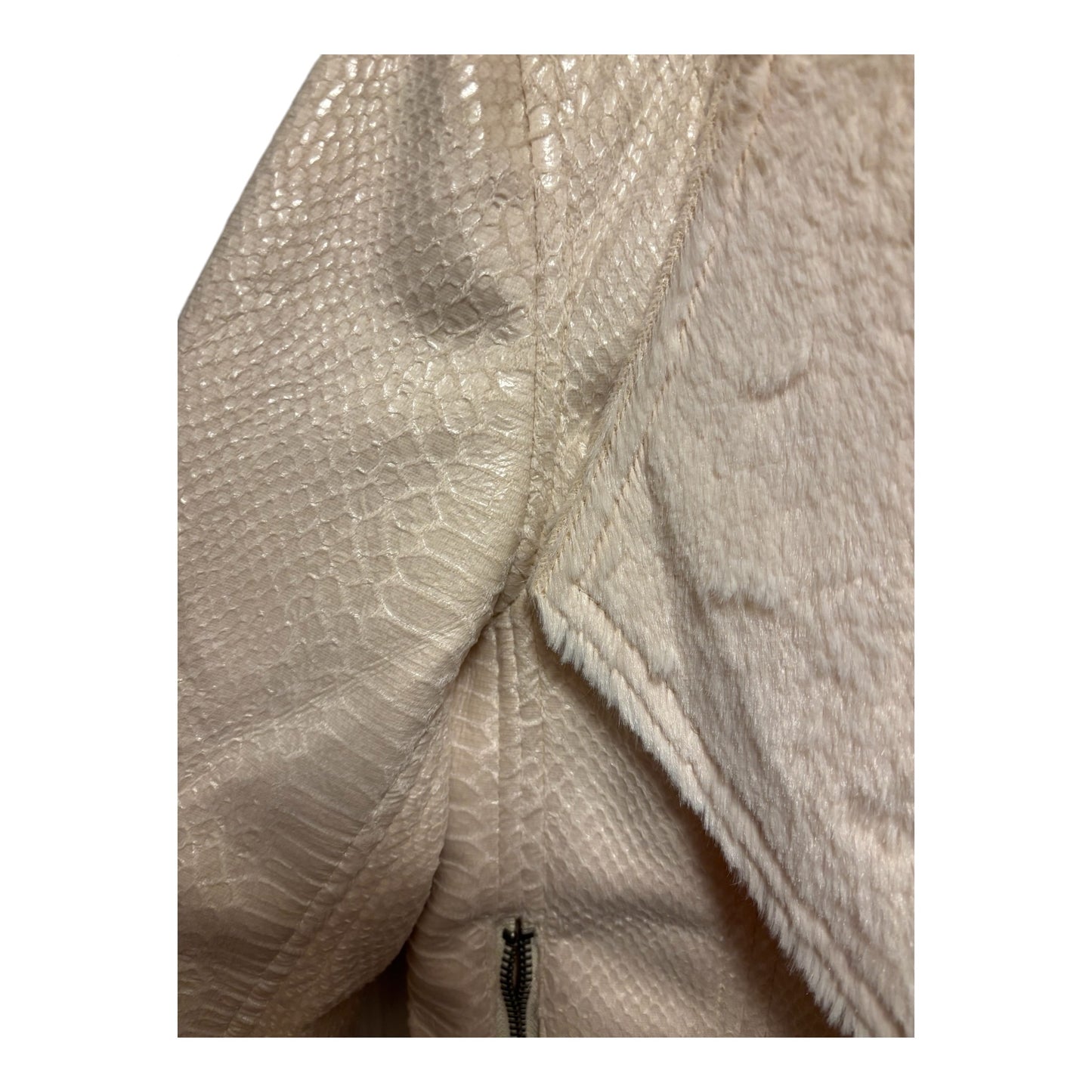 Buckle Black ivory Faux Snake Skin Fur open Women's Jacket