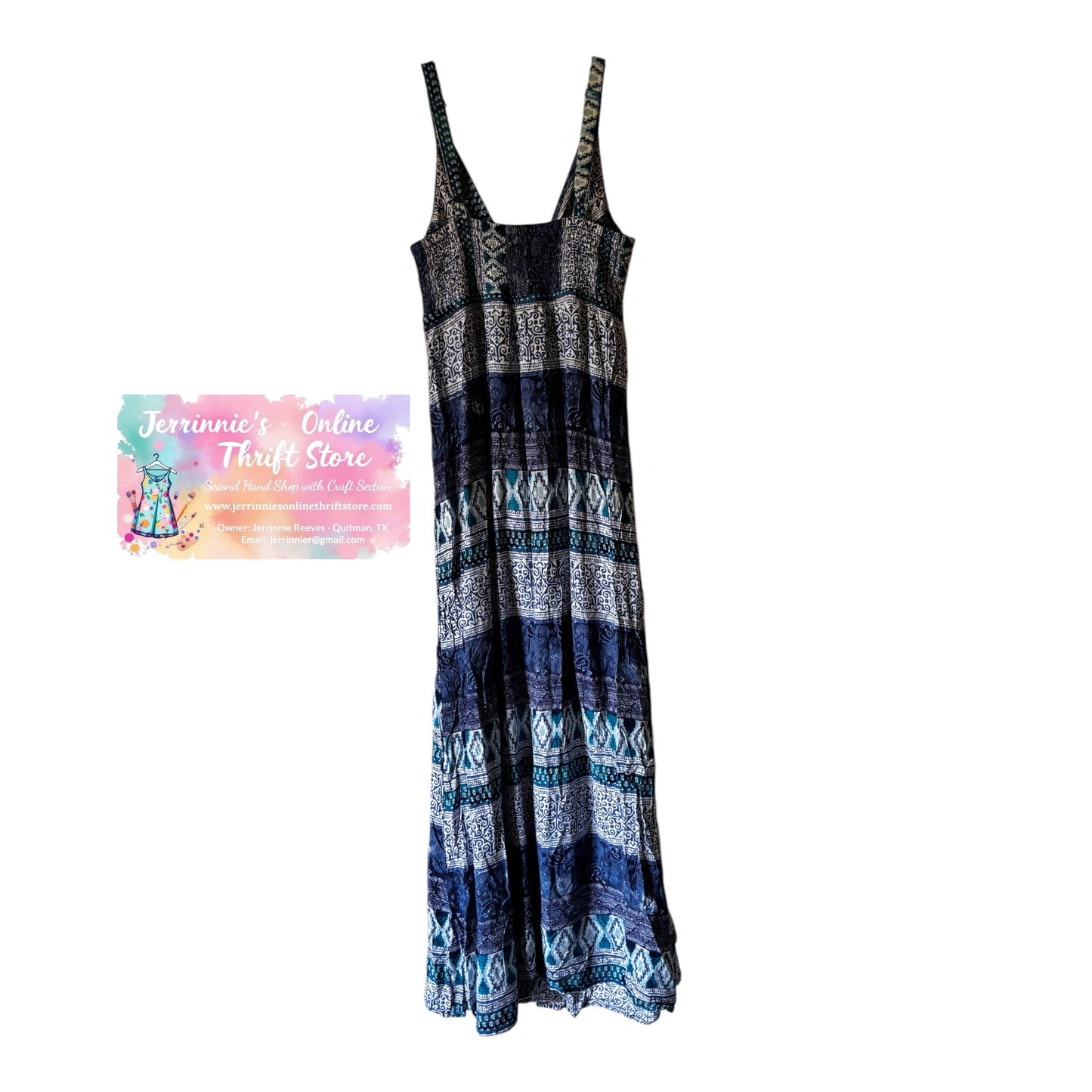 Faded Glory Blue Boho Maxi Dress | Size M (8-10)
