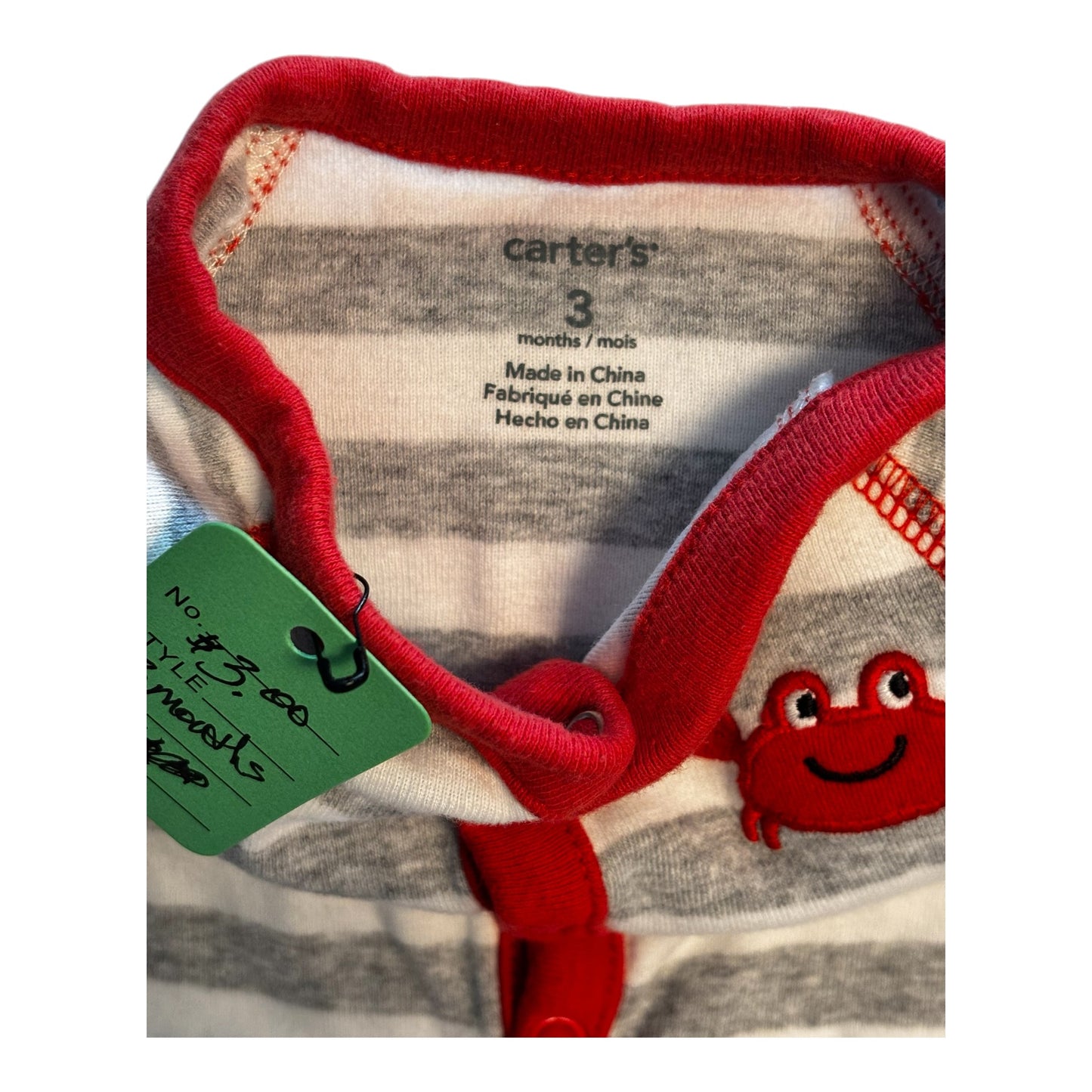 Carter's Striped Crab Snap Romper – 3 Months