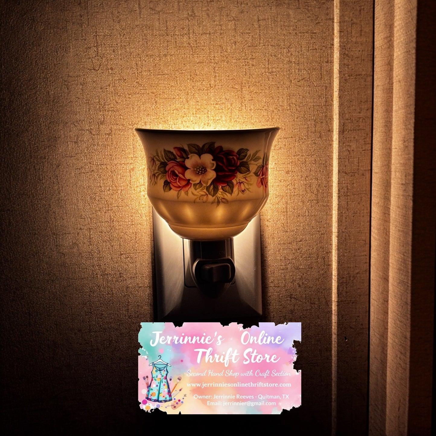 Queen Anne Floral Rose Handcrafted Teacup Night Light