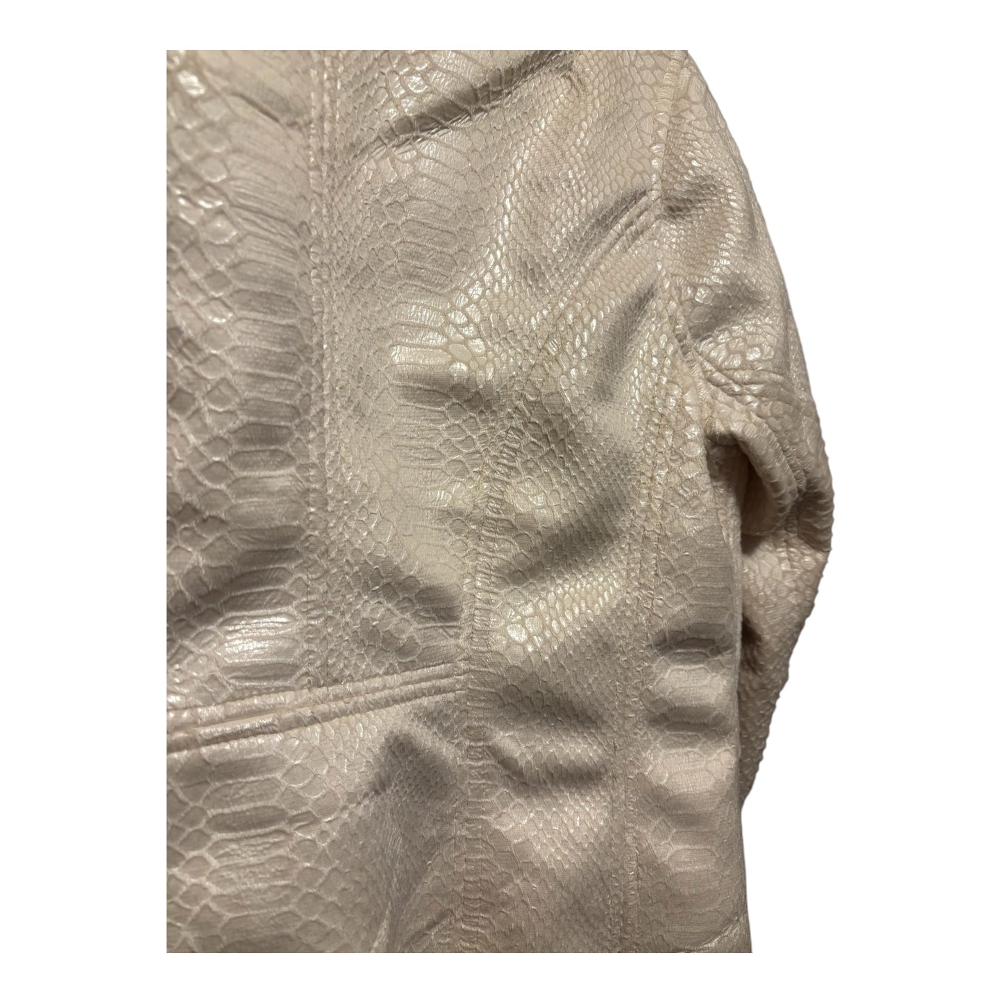 Buckle Black ivory Faux Snake Skin Fur open Women's Jacket