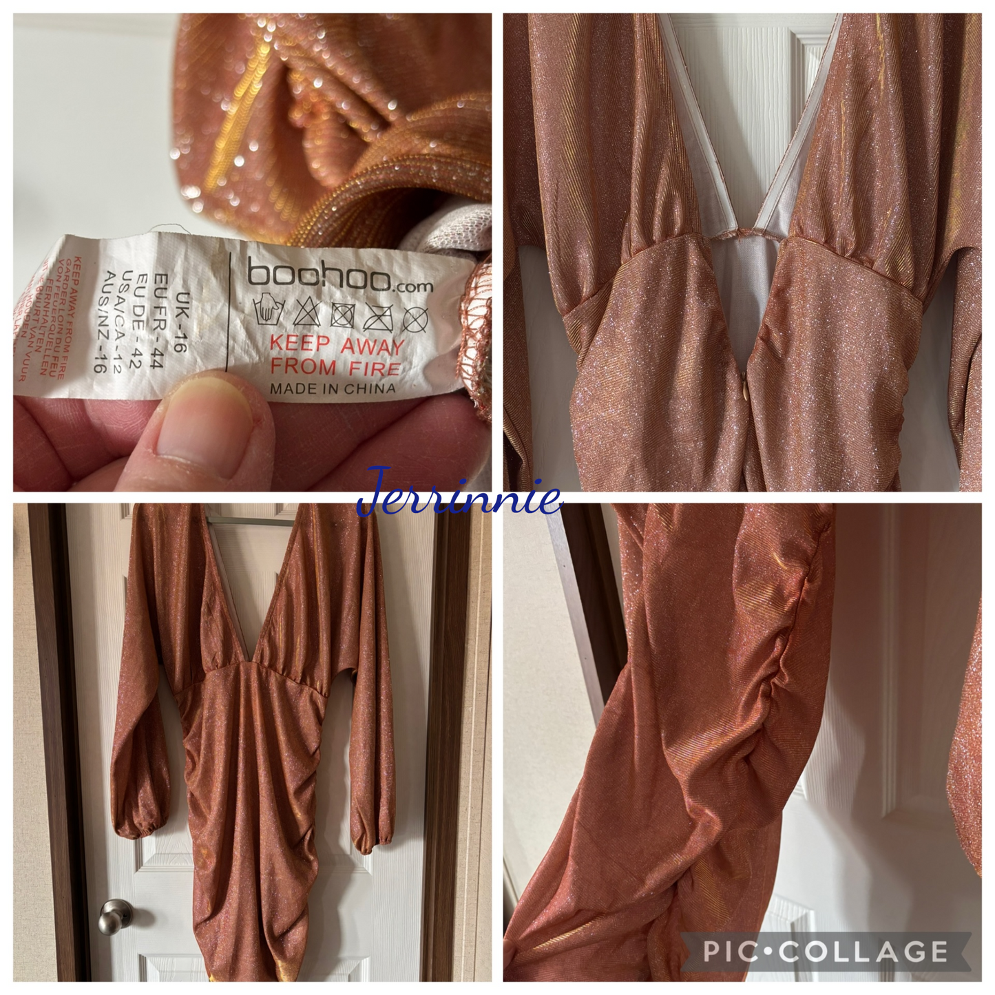 Boohoo Shimmer Ruched Mini Dress – Size M (US 12)