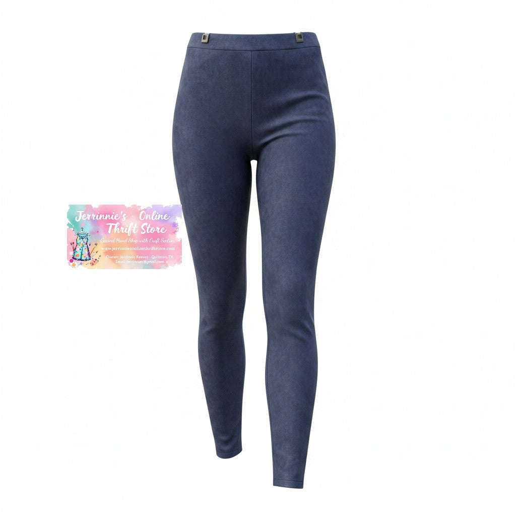 Calvin Klein Navy Suede-Look Slim Pants – Size 10