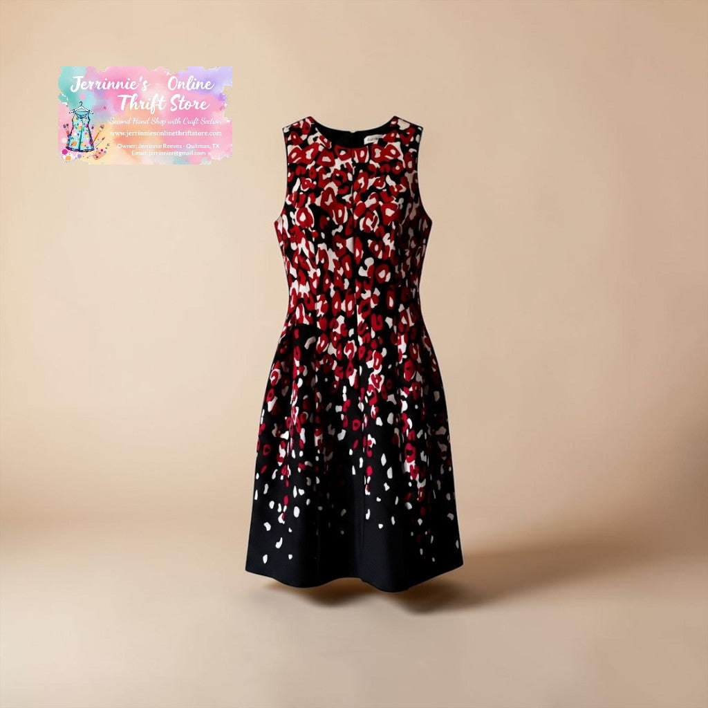Calvin Klein Leopard Print Fit & Flare Dress – Size 6