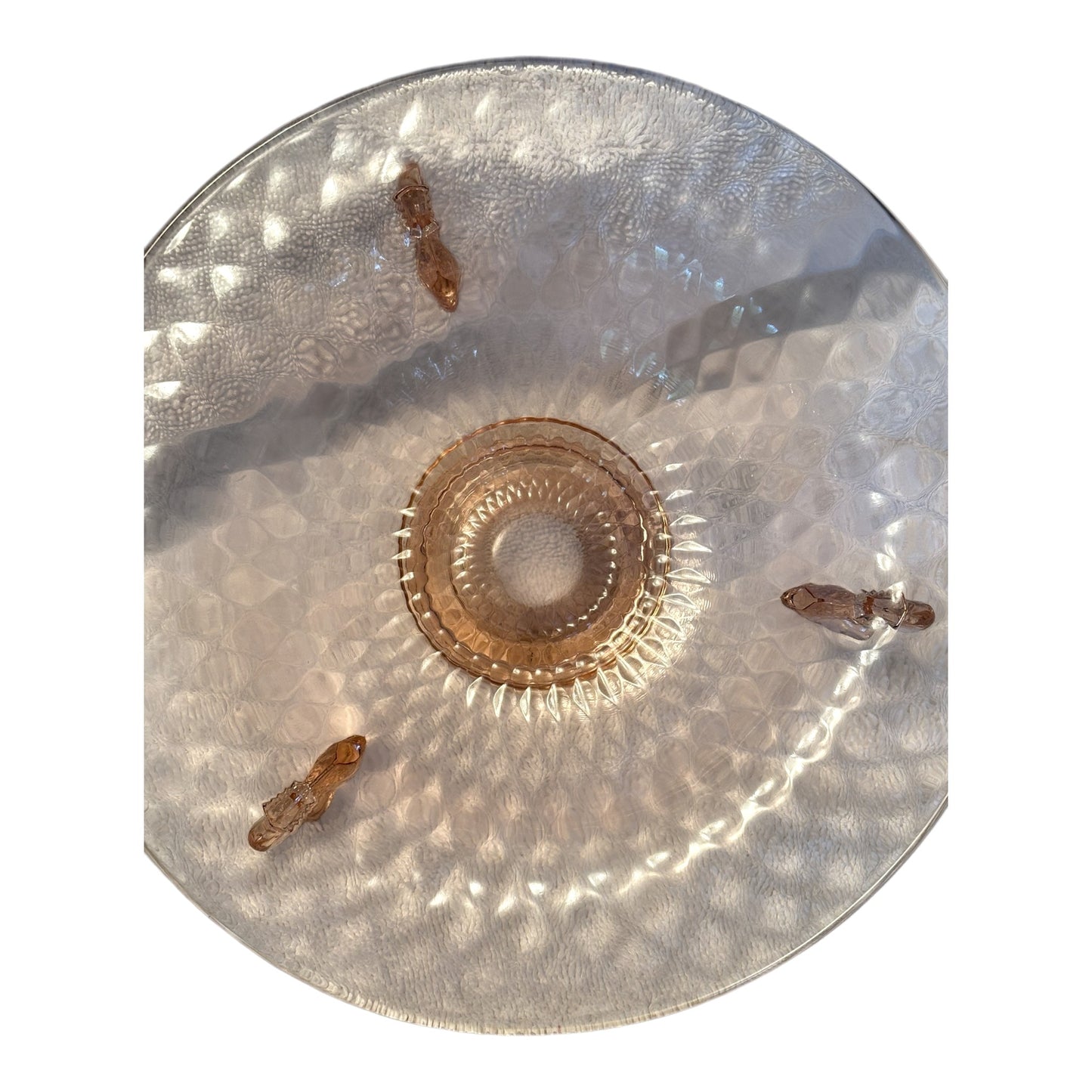 Pink Depression Glass Bowl With Dolphin Feet