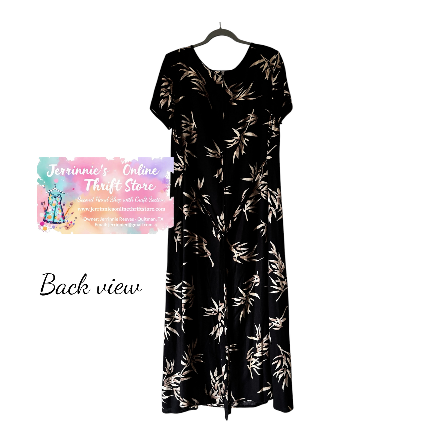 Stonebridge Black Leaf Print Maxi Dress | Size 16