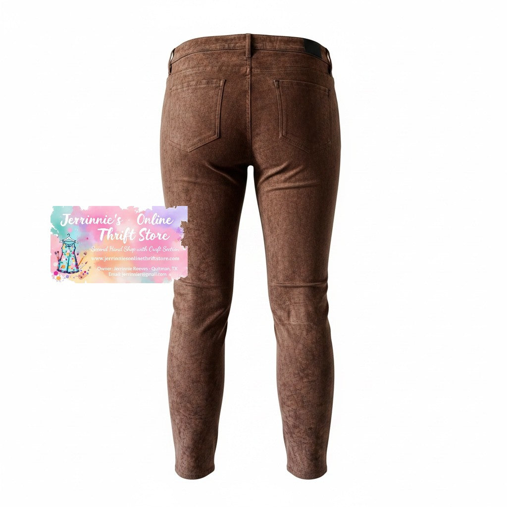 NYDJ Alina Skinny Brown Faux Suede Pants | Size 10