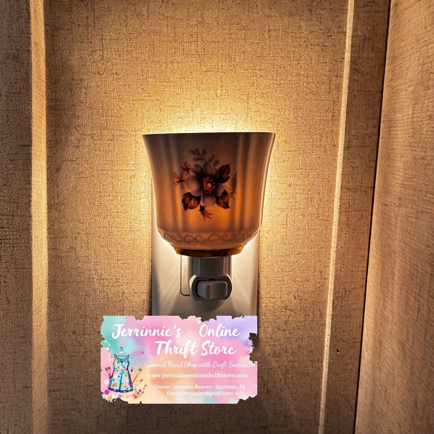 Royal Stafford Teacup Night Light with Blue/Pink Floral Sold As A Set