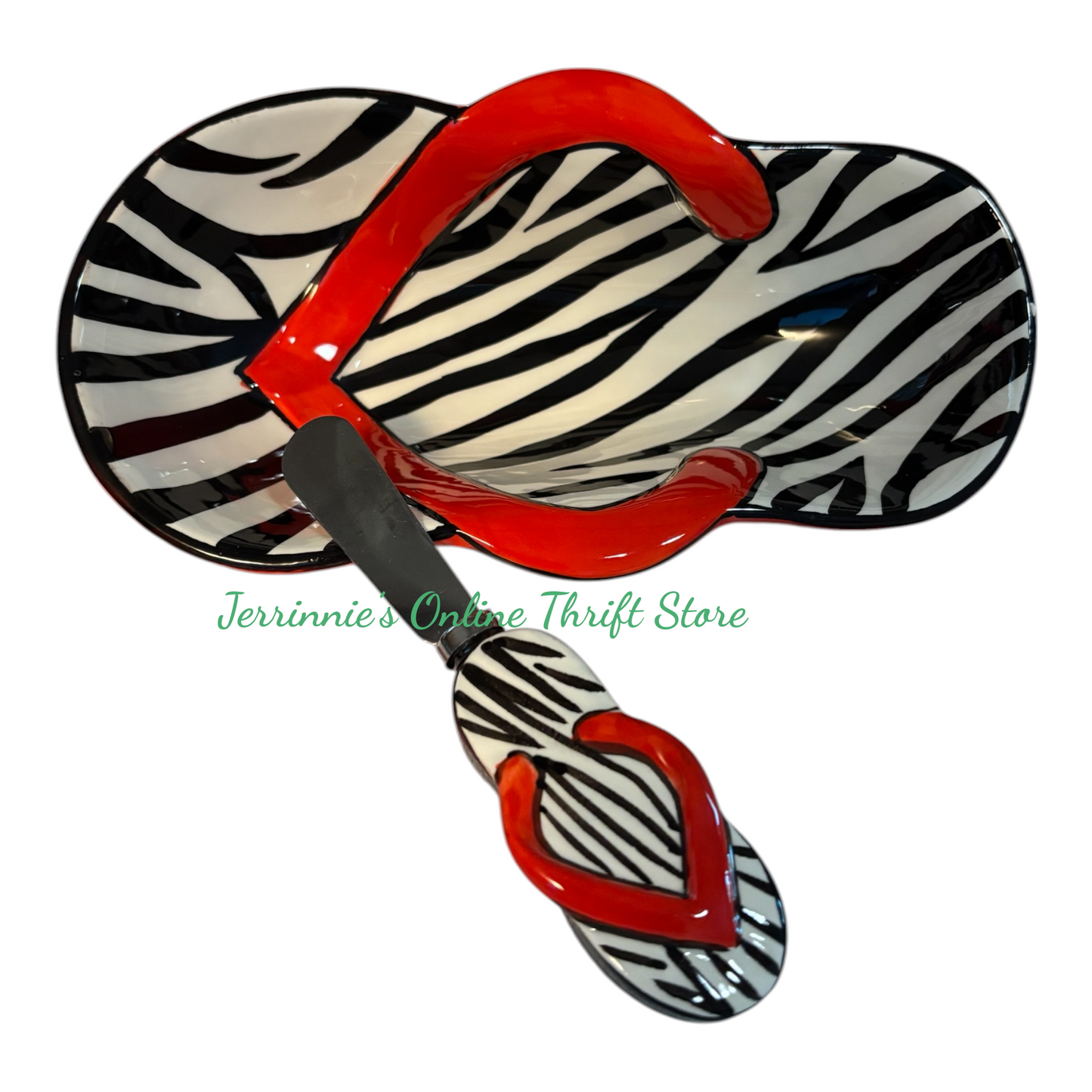 MSC Ceramic Flip Flop Dip Bowl with Utensil