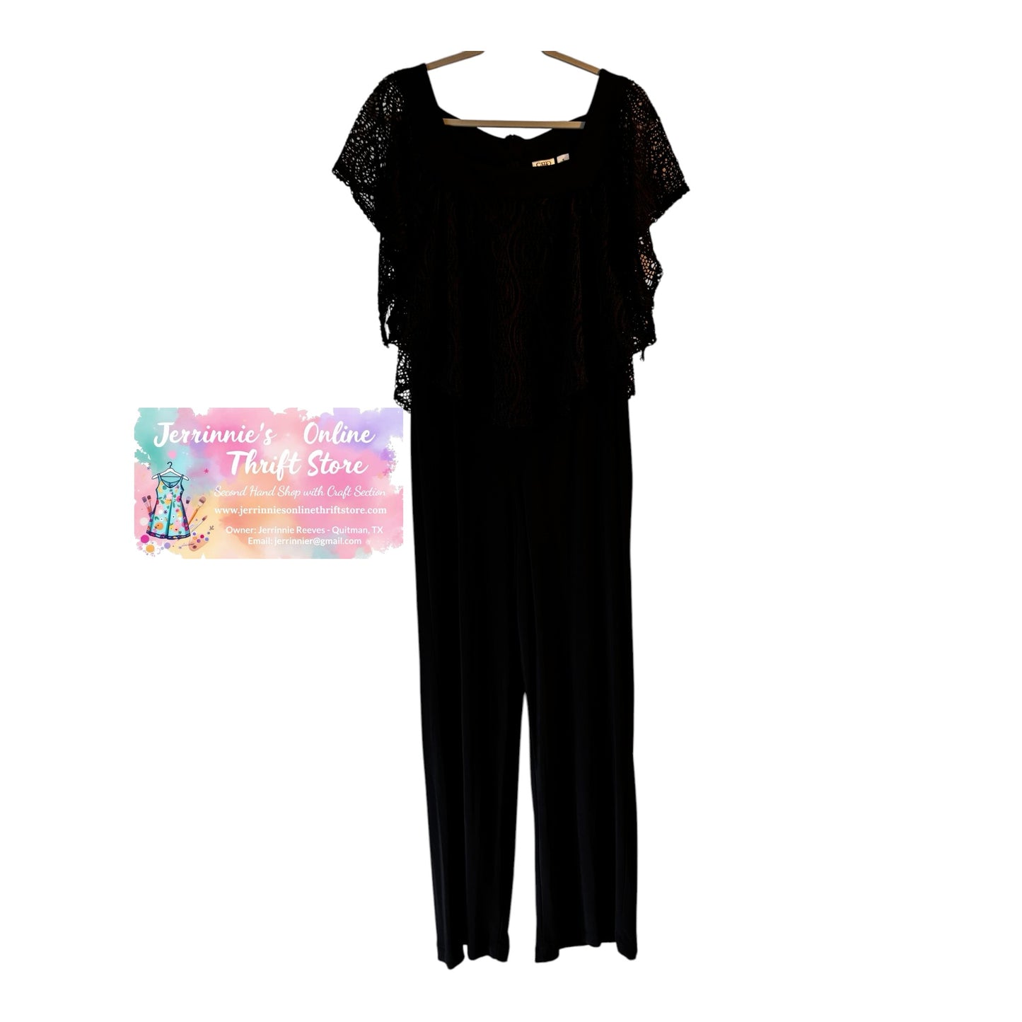 Cato Black Lace Flutter Sleeve Jumpsuit Size 16