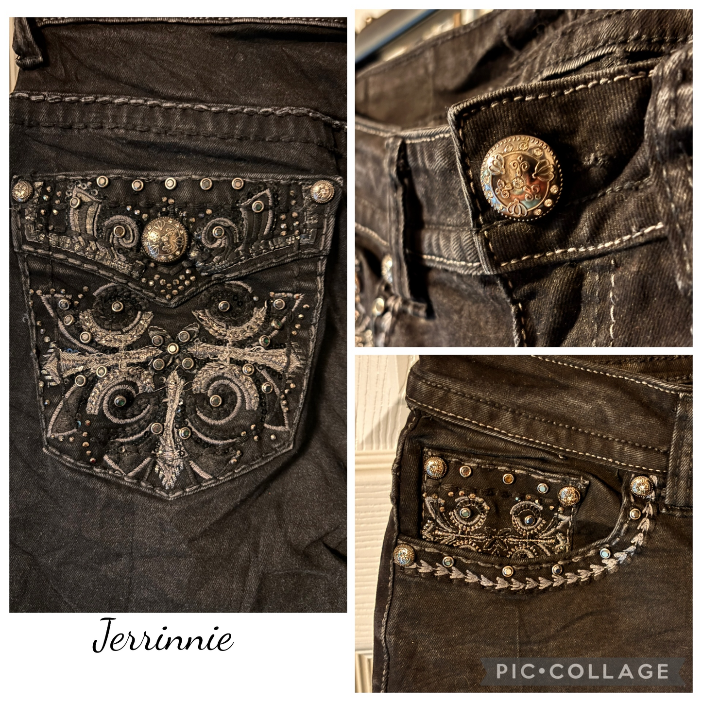 Lamasini Rhinestone Embellished Bootcut Jeans – Size 7
