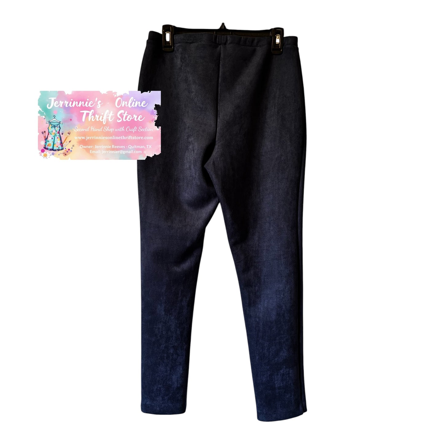 Calvin Klein Navy Suede-Look Slim Pants – Size 10