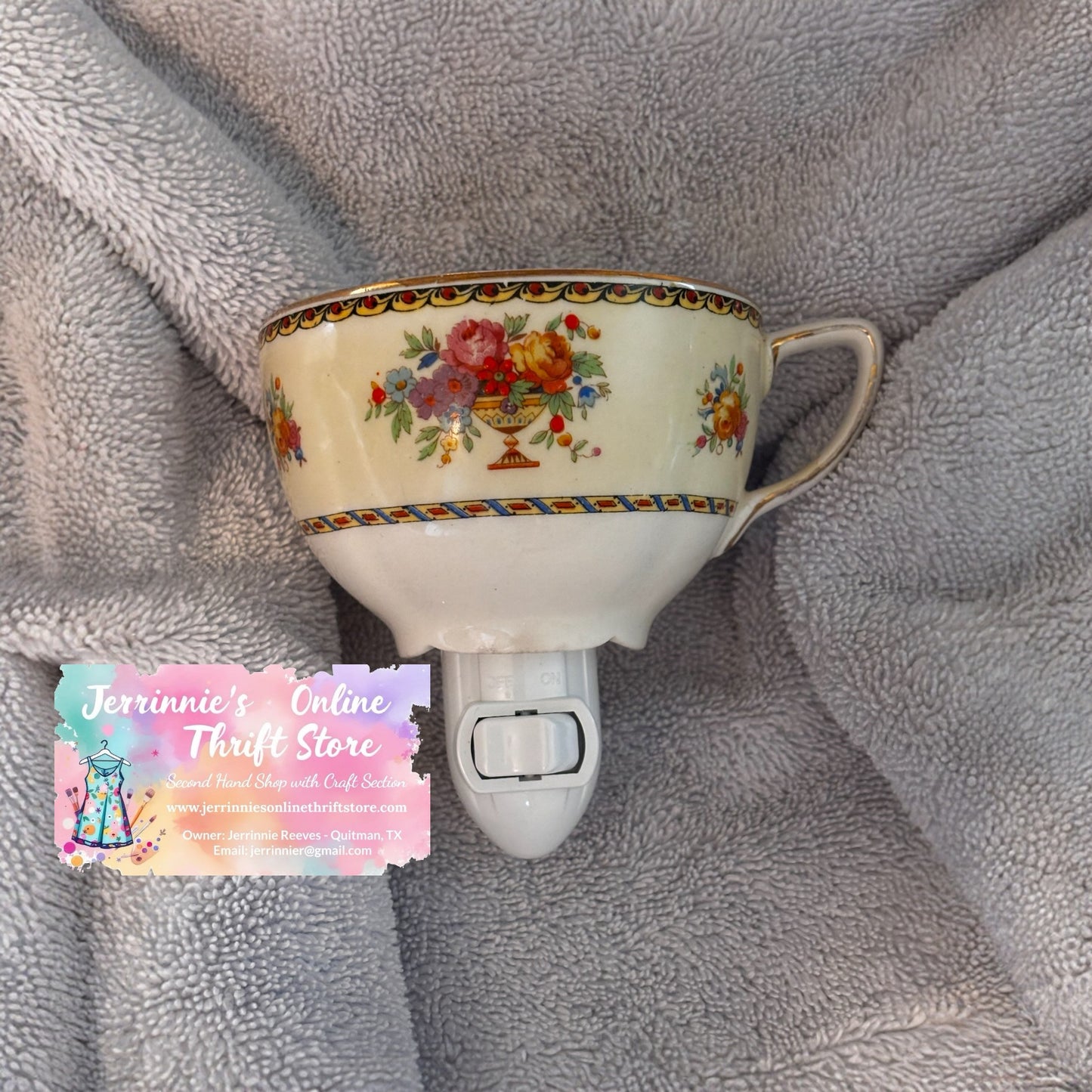 Handcrafted Johnson Brothers Floral Bouquet Teacup Night Light – Vintage Porcelain Plug-In