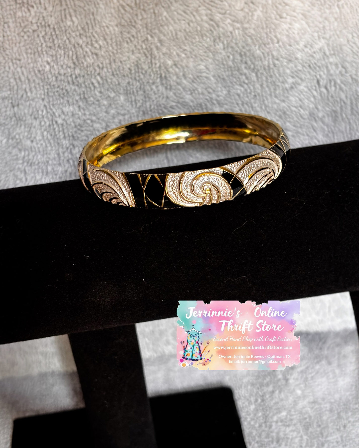Gold-Tone Swirl Engraved Bangle Bracelet