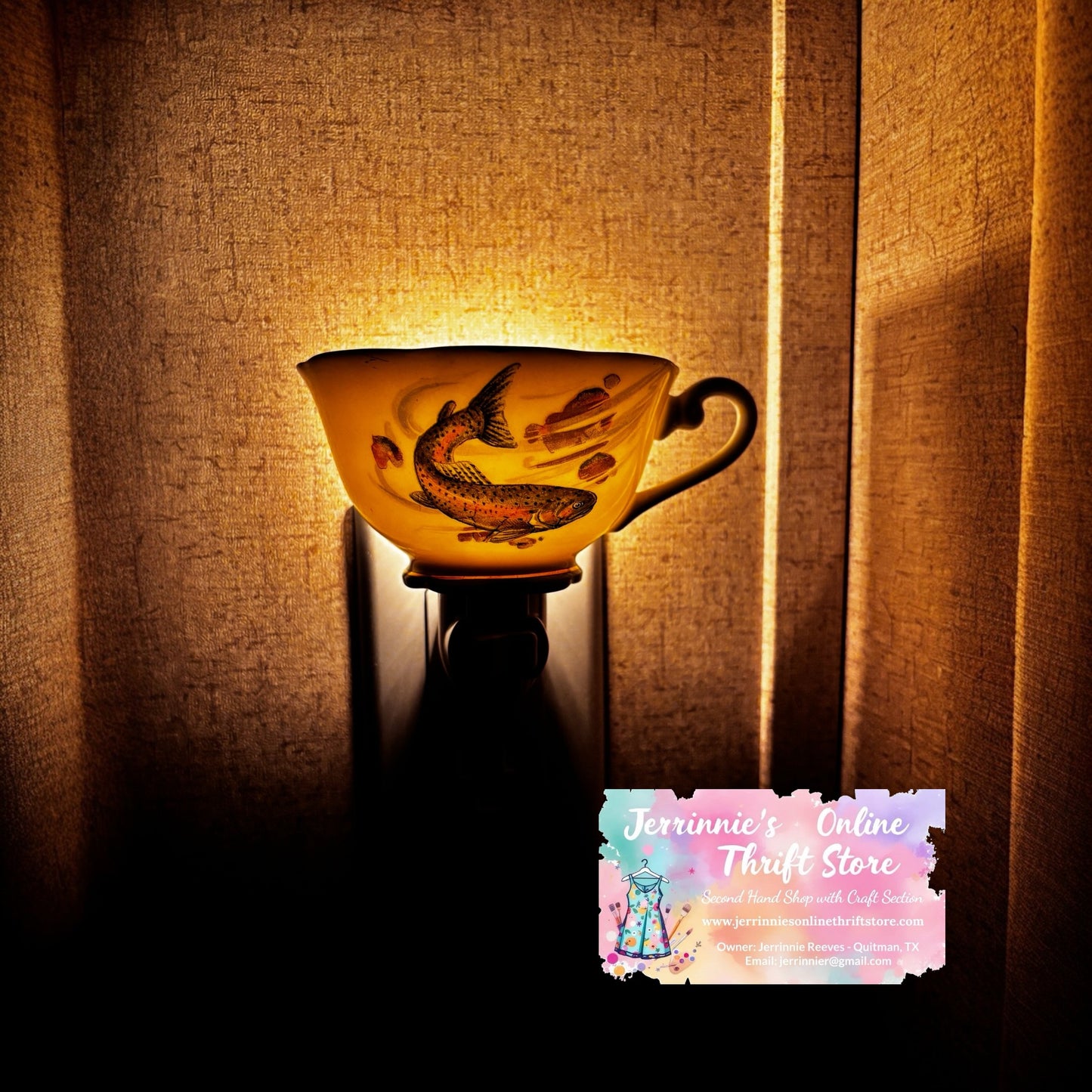 Vintage Fish Trout Teacup Night Light – Plug-In