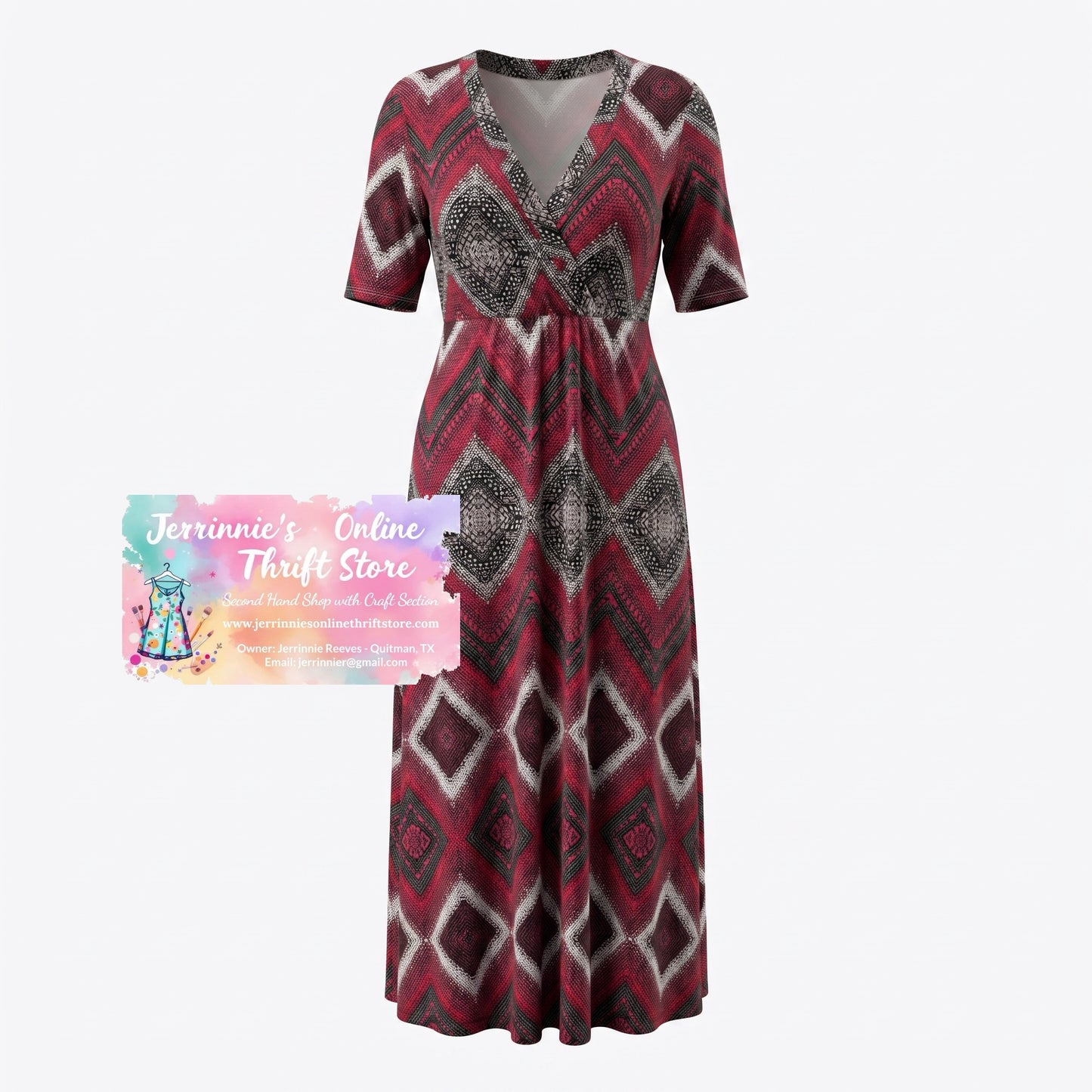 JNZZI Geometric Print Maxi Dress XL
