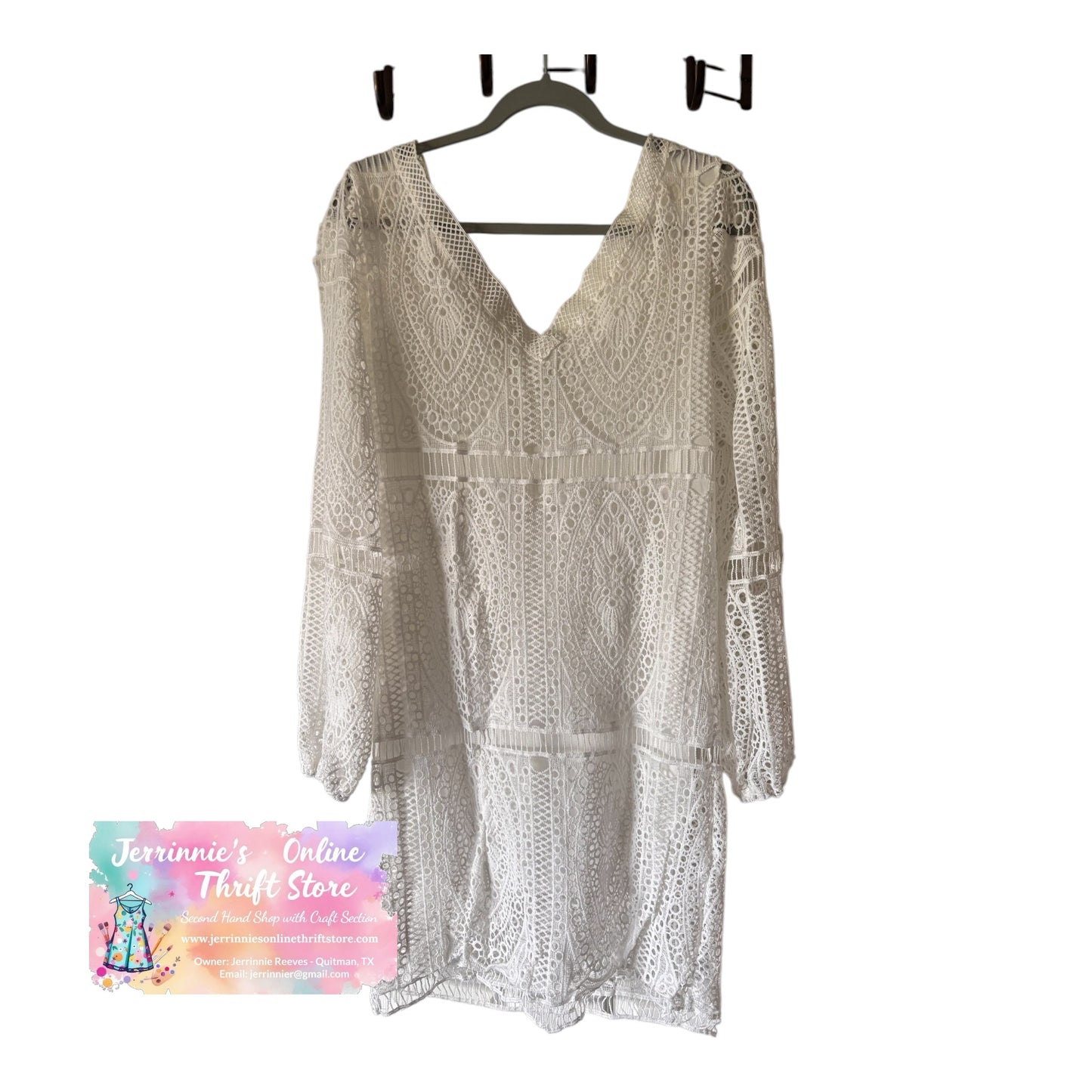 White Lace Dress V Neck and Back