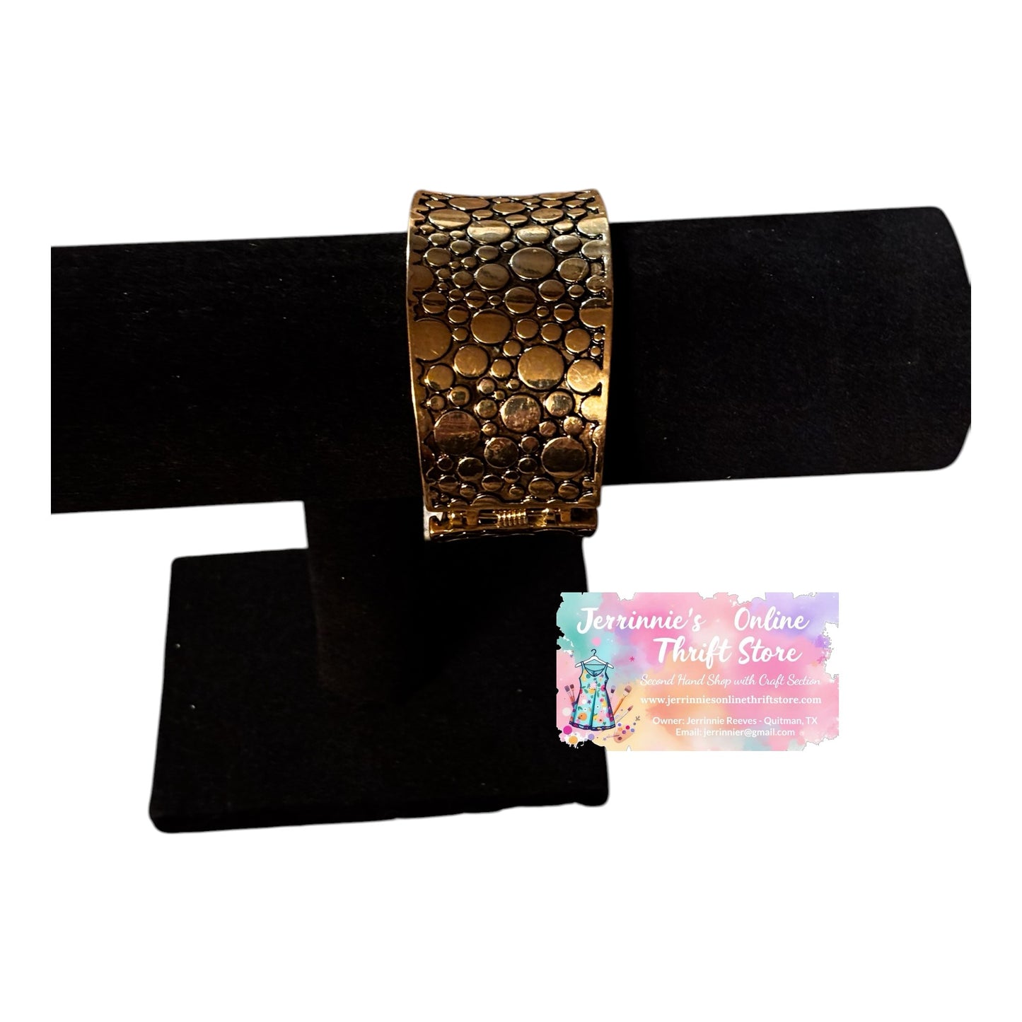 Vintage Gold-Tone Textured Bubble Cuff Bracelet