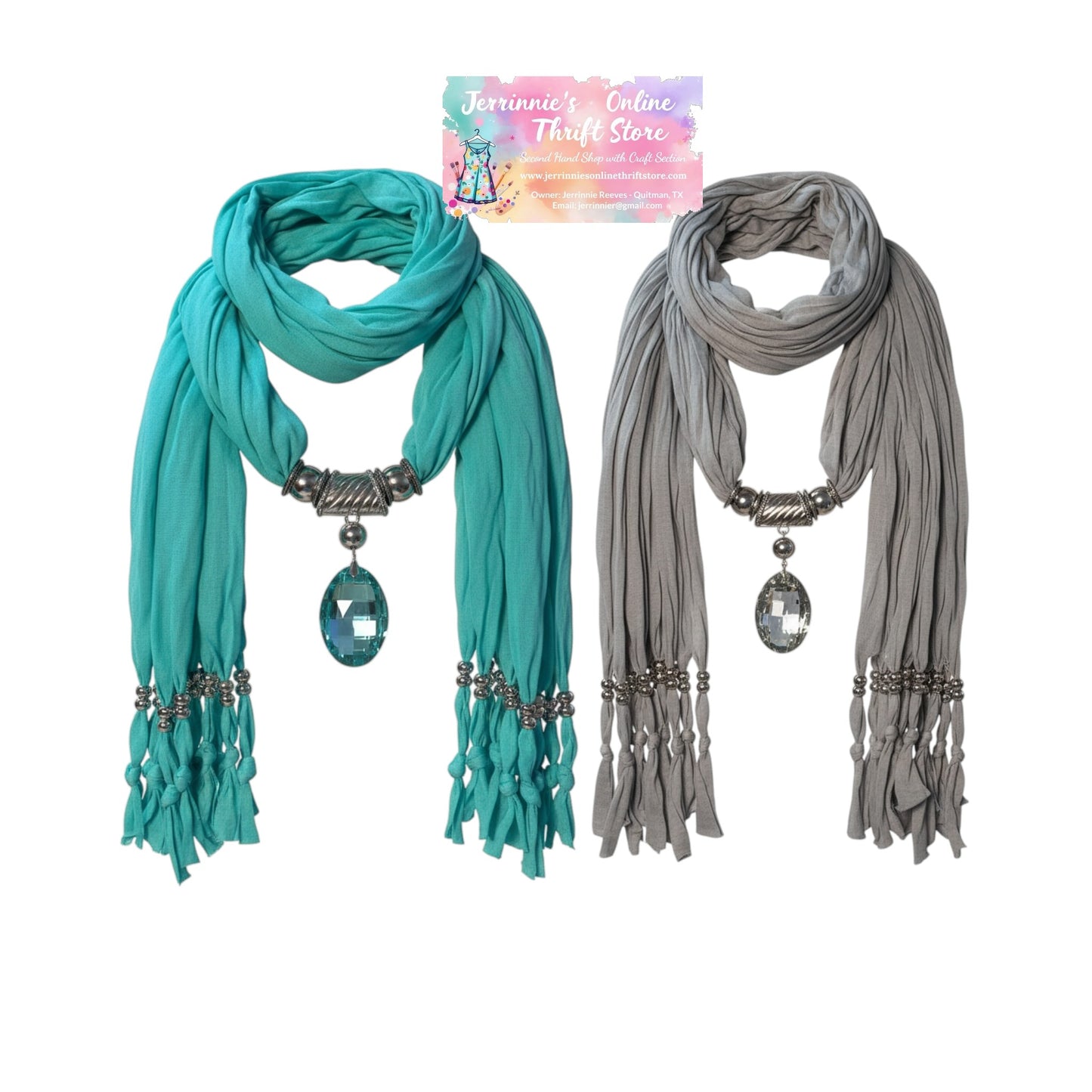 Luxury Divas Long Crinkled Jewelry Scarf