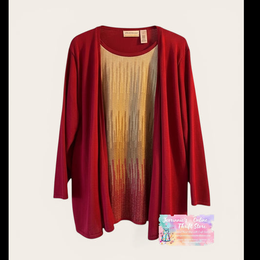 Alfred Donner Red and Gold Twinset Sweater 2X