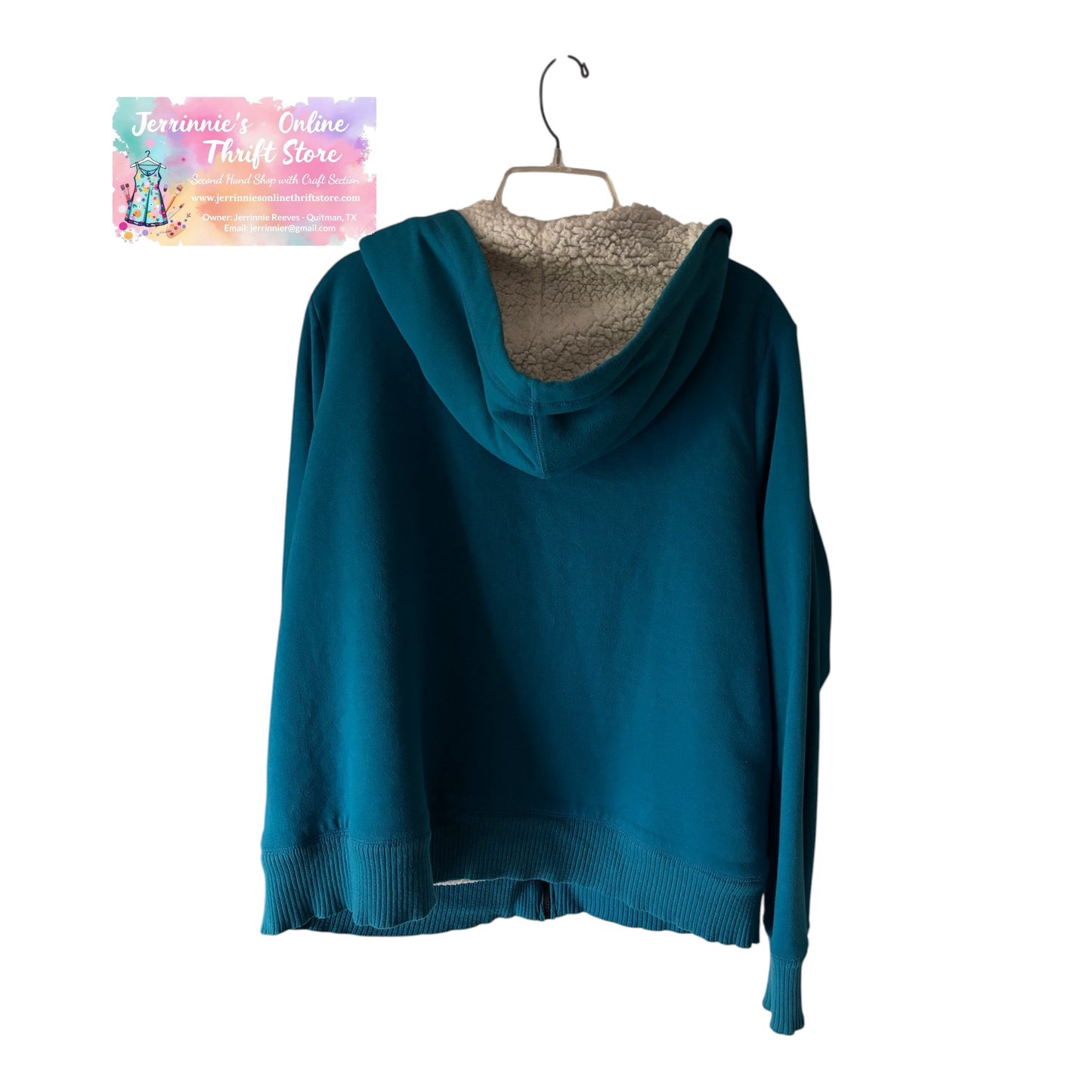 Teal Sherpa-Lined Zip-Up Hoodie | Size XL