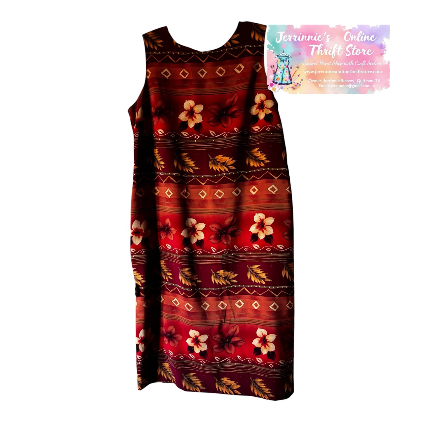 Koret Sleeveless Sheath Dress – Red Tropical Floral Print – Size 18