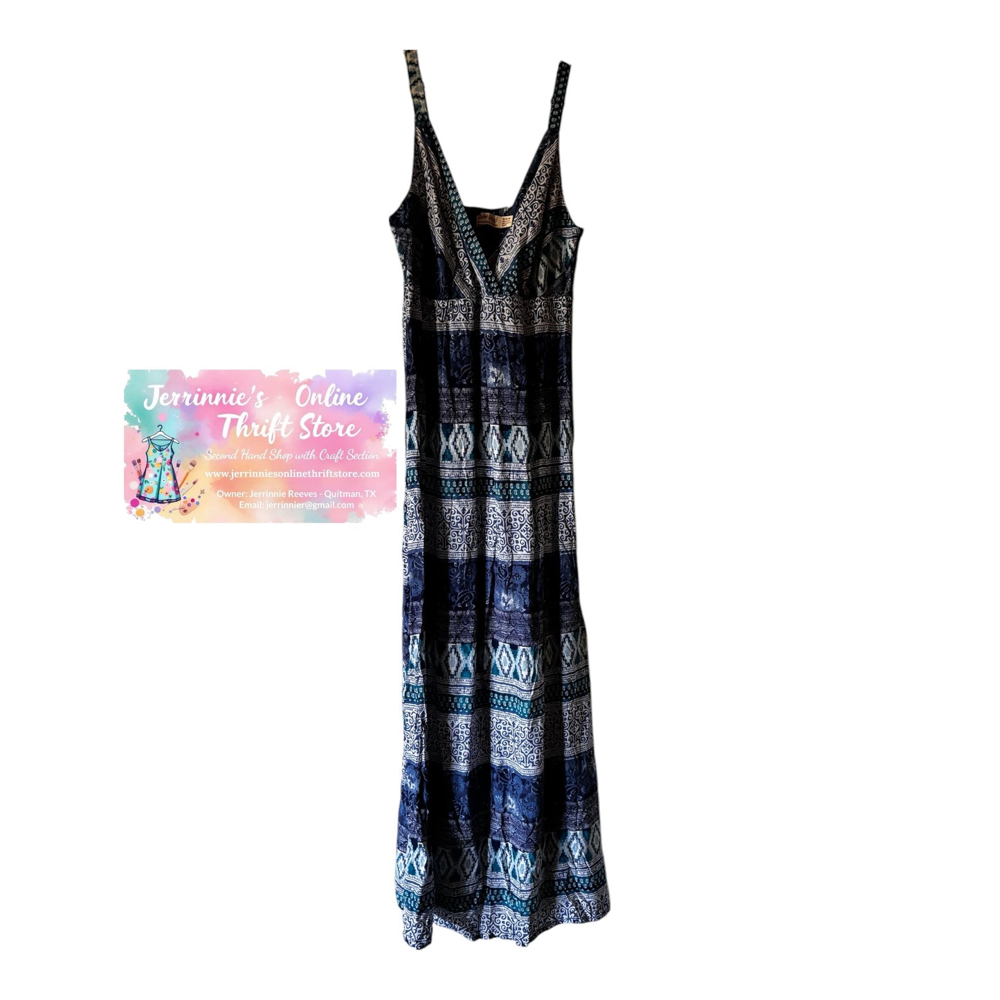 Faded Glory Blue Boho Maxi Dress | Size M (8-10)