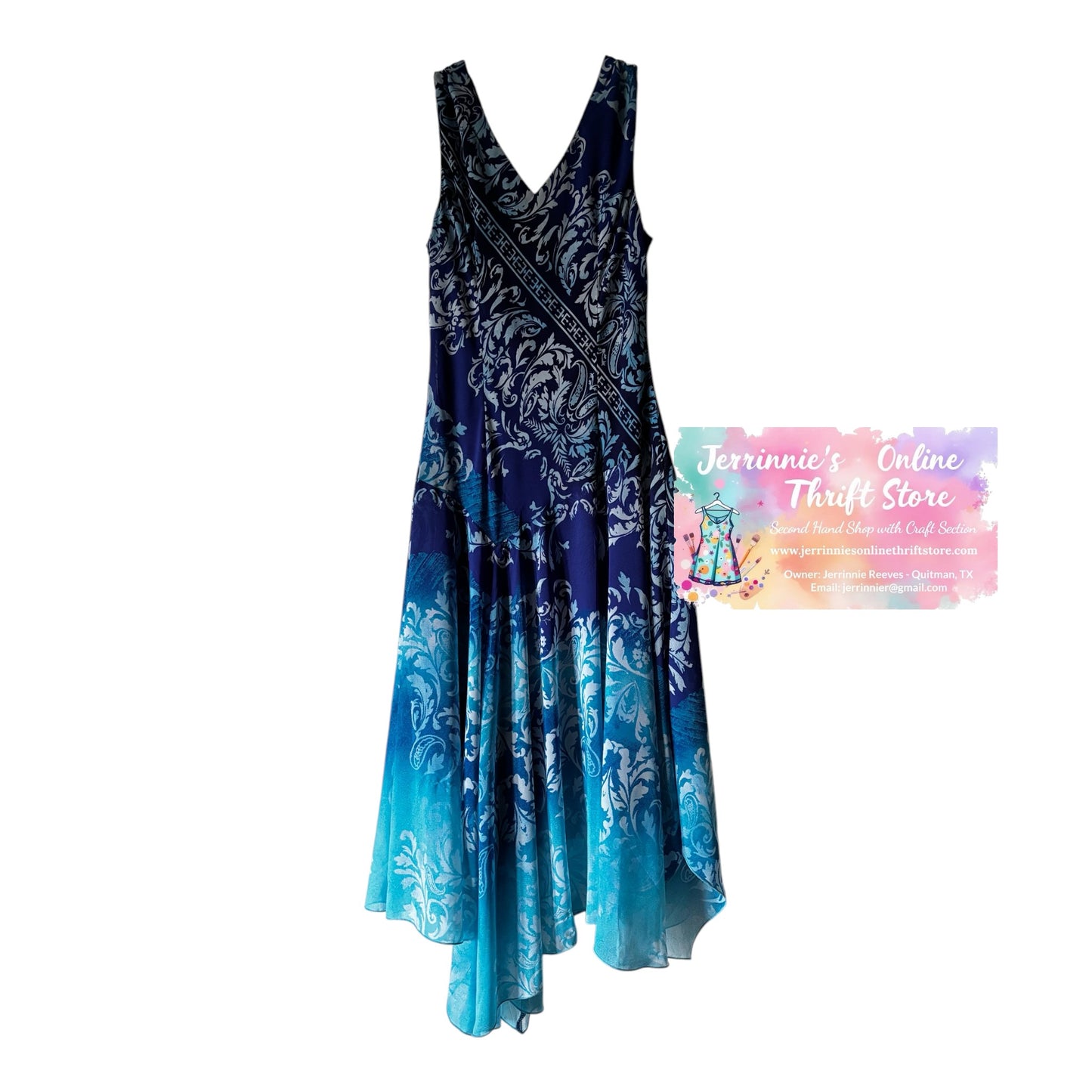 Rabbit Rabbit Rabbit Designs Navy Teal Ombré Baroque Dress – Size 6 – NWT