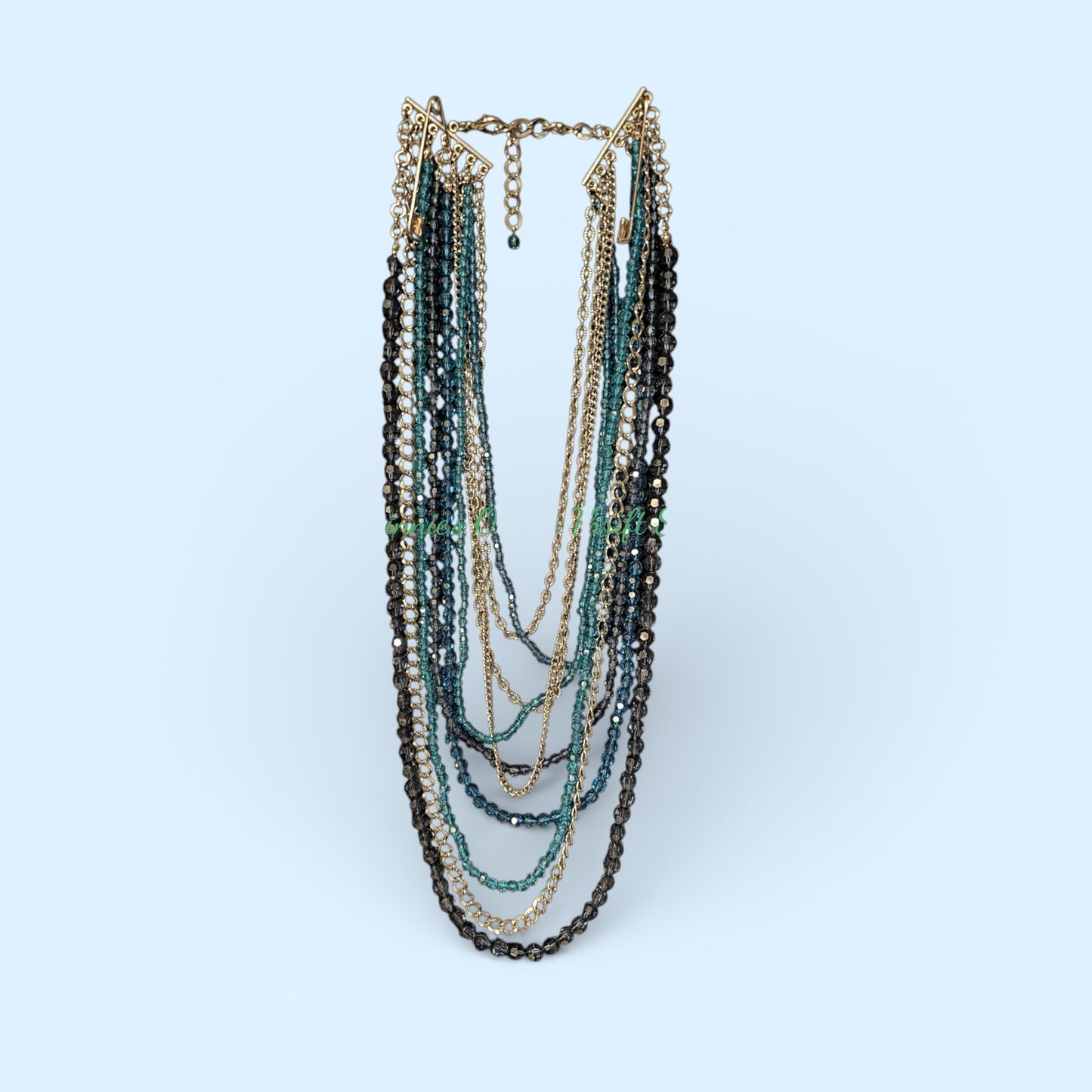 Vintage Long Blue Bicone Necklace