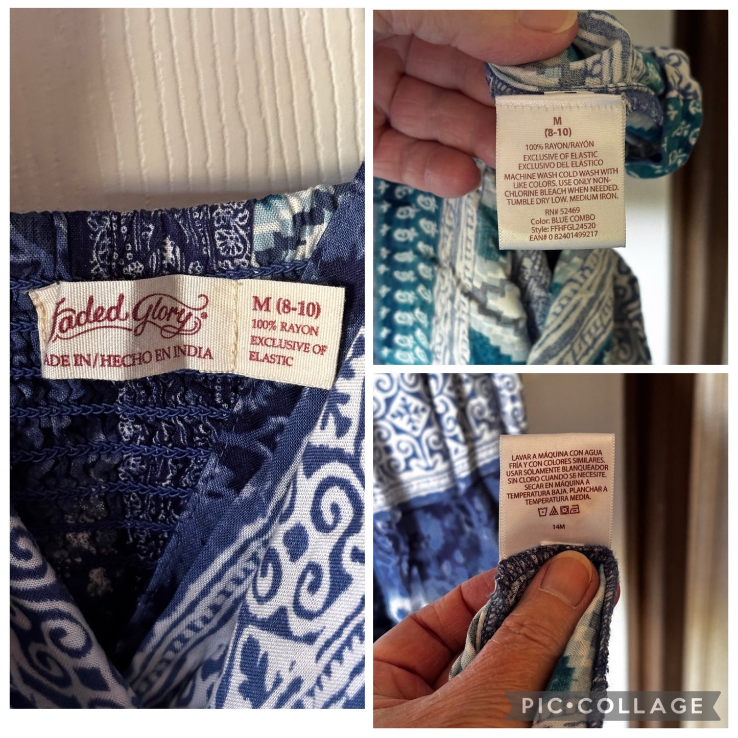 Faded Glory Blue Boho Maxi Dress | Size M (8-10)