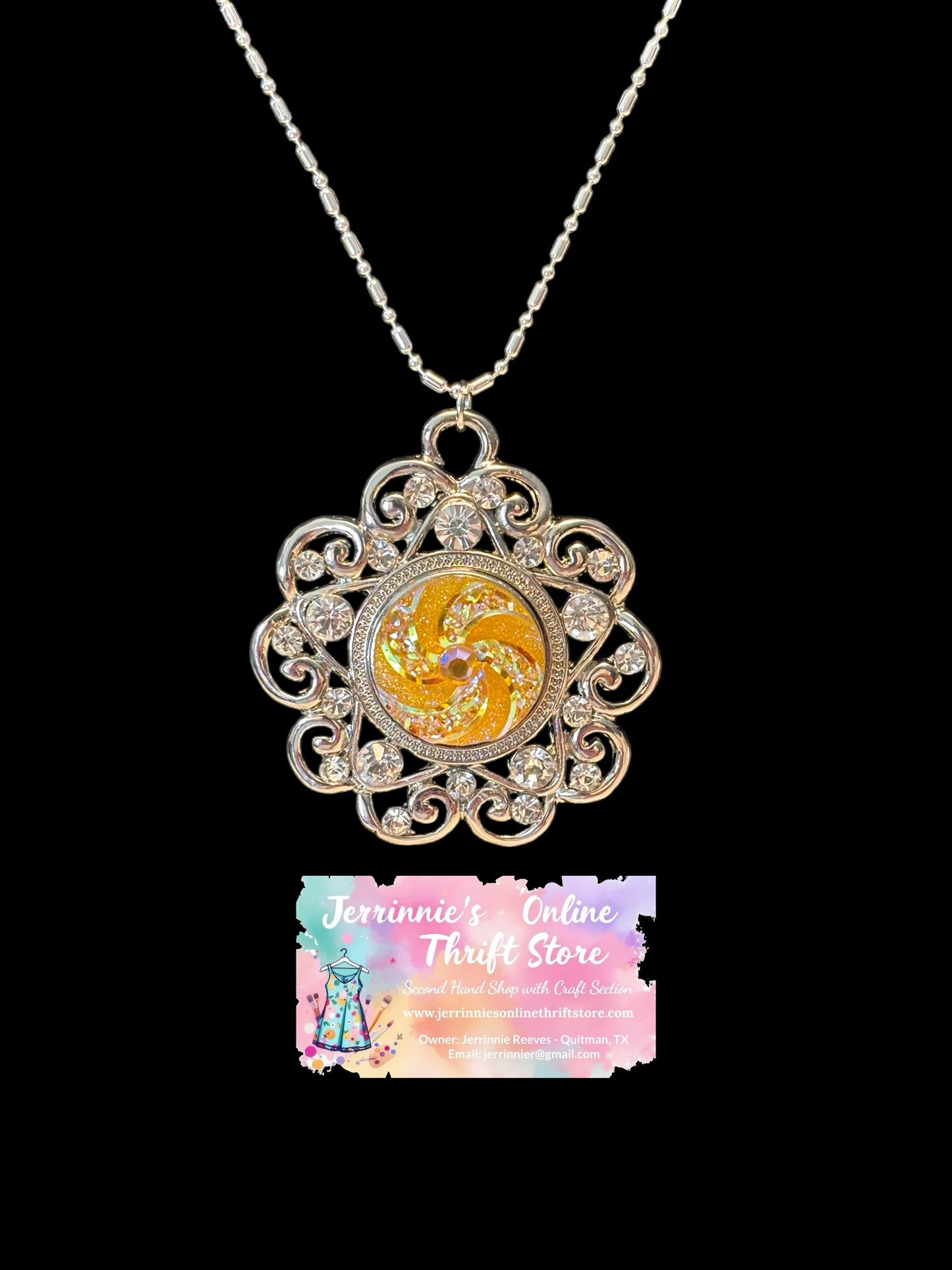 Silver Filigree Snap Pendant Necklace — 24 in. Chain
